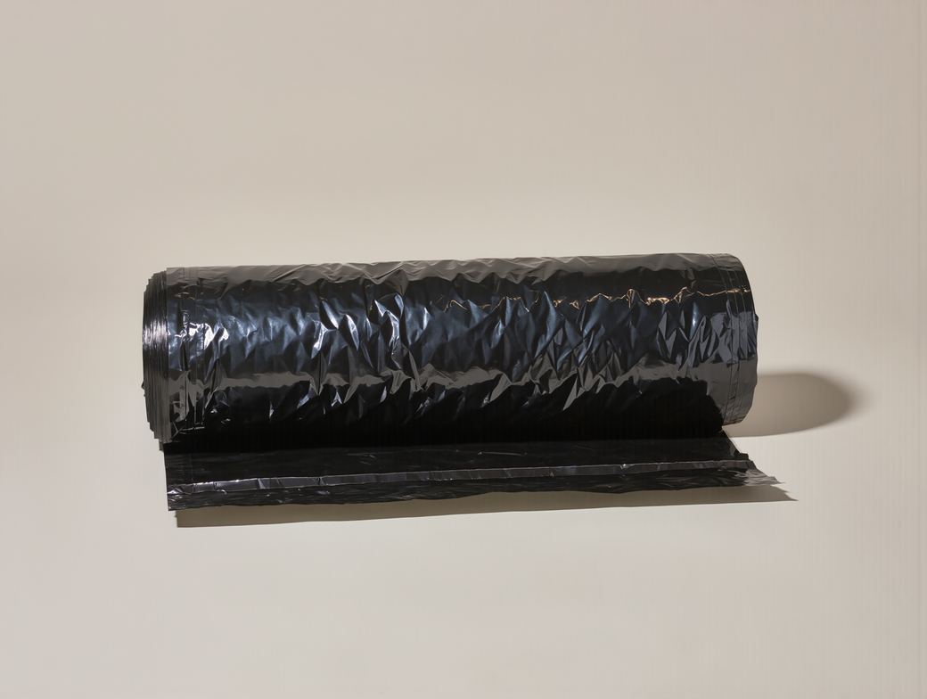 Roll of black construction polythene sheeting